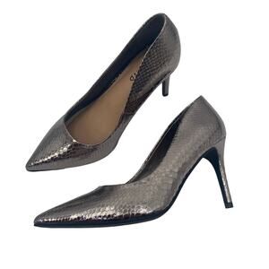 Torrid Metallic Heels Snakeskin Python Pointed Toe Pump Pewter Gray NEW Womens 7